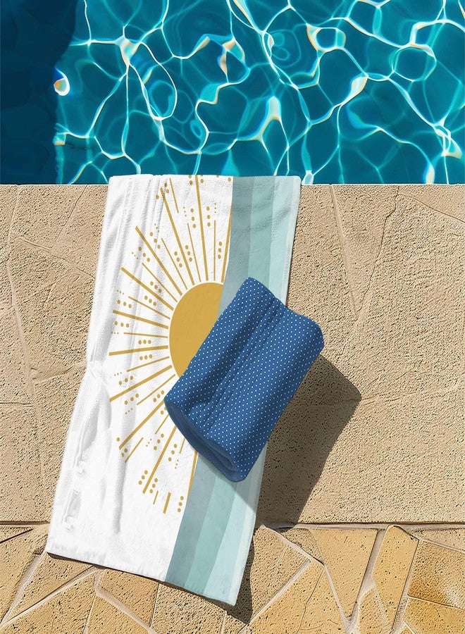 Tzhim Boho Sun Sunshine Ocean Wave Beach Towels, Boho Pool Towels, Mid Century Modern Sand Towel Large Bath Towels Gifts for Women Girls Kids Toddler, Boho Bathroom Decor, 29x60in - Image 5