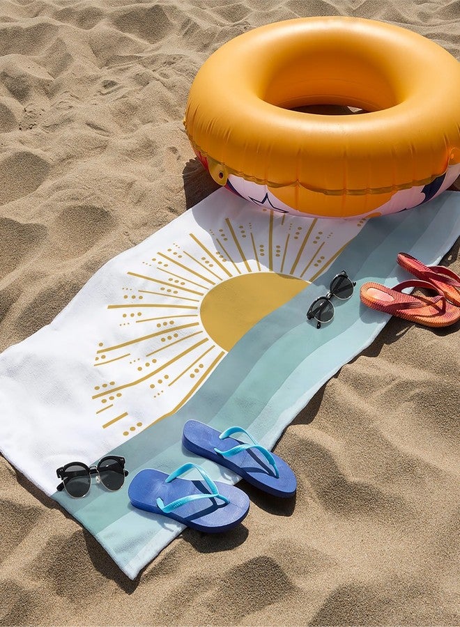 Tzhim Boho Sun Sunshine Ocean Wave Beach Towels, Boho Pool Towels, Mid Century Modern Sand Towel Large Bath Towels Gifts for Women Girls Kids Toddler, Boho Bathroom Decor, 29x60in - Image 3