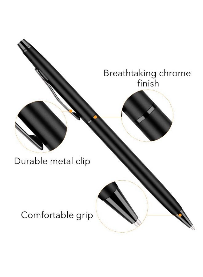 Unibene Slim Metallic Retractable Ballpoint Pens - Matte Black, Nice Gift For Business Office Students Teachers Wedding Christmas, Medium Point(1 Mm) 6 Pack-Black Ink - Image 4