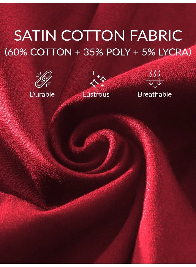 بيونغ قميص ساتان أحمر