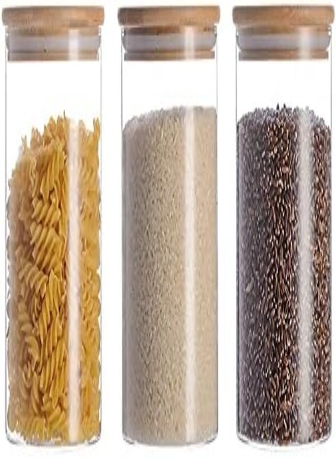 AKDC Fufu Glass Storage Jar,Kitchen Food Containers With Bamboo Lid 3 Pack (1000Ml) - Image 3