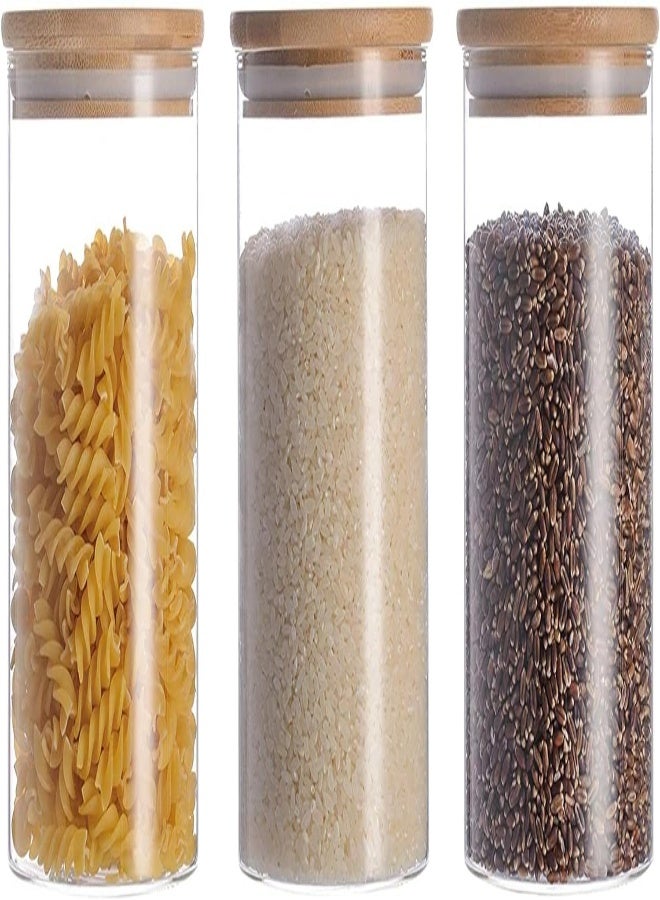 AKDC Fufu Glass Storage Jar,Kitchen Food Containers With Bamboo Lid 3 Pack (1000Ml) - Image 2