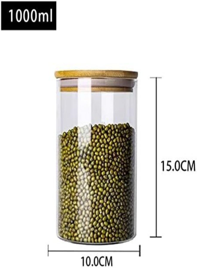AKDC Fufu Glass Storage Jar,Kitchen Food Containers With Bamboo Lid 3 Pack (1000Ml) - Image 4