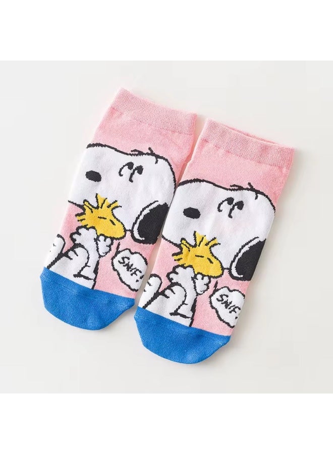 سنوبي جوارب قصيرة برسومات كرتونية من سنوبي، 7 أزواج، جوارب غير ظاهرة، هدية مبتكرة، جوارب نسائية كاجوال للكاحل، جوارب صيفية قصيرة للرجال - Image 4