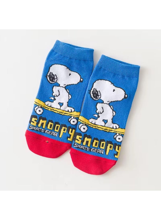 سنوبي جوارب قصيرة برسومات كرتونية من سنوبي، 7 أزواج، جوارب غير ظاهرة، هدية مبتكرة، جوارب نسائية كاجوال للكاحل، جوارب صيفية قصيرة للرجال - Image 5