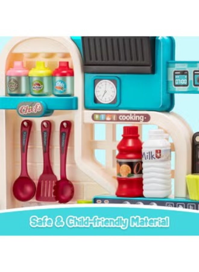 53pcs Kids Kitchen Playset,Realistic Sound Light Toddler Play Kitchen Set Toys,Pretend Kitchen Play Food Toys with Cooking Stove Play Sink Oven and Toy Accessories for Toddlers 3 4 5 6 7 8 Boys Girls,Separable Design and Rich Realistic Details - Image 5