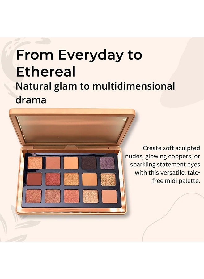 Tingphe Bronze Eyeshadow Palette - 15 Soft Warm Brown Shadows, Multi-Use Eye Makeup Palette with Matte & Shimmer Finishes, Ultra-Blendable Everyday Neutrals, Long-lasting Wear Travel Makeup with Mirror - Image 3