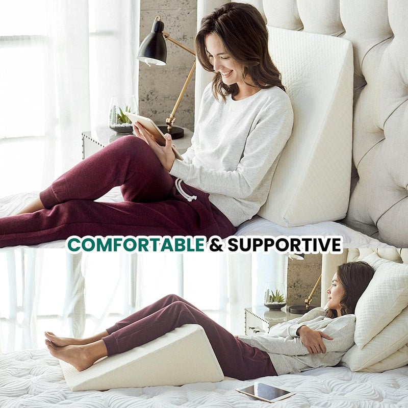 Brillars Bed Wedge Pillow Cushion Incline Support For Acid Reflux Back Pain Snoring Heartburn Orthopedic Reduces Respiratory Problems Removable Washable Cover Foam - Image 3