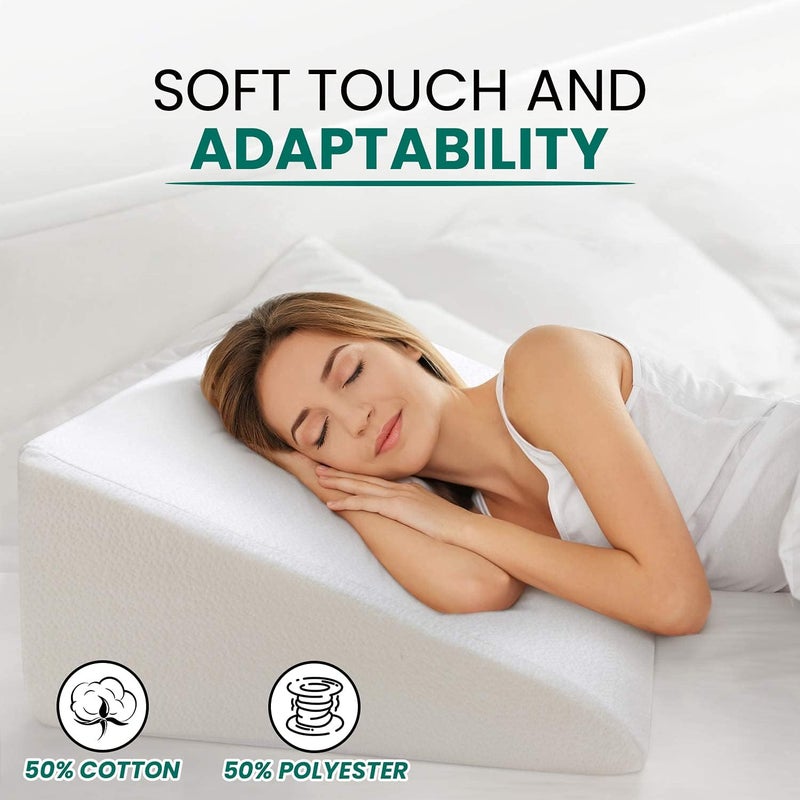Brillars Bed Wedge Pillow Cushion Incline Support For Acid Reflux Back Pain Snoring Heartburn Orthopedic Reduces Respiratory Problems Removable Washable Cover Foam - Image 4