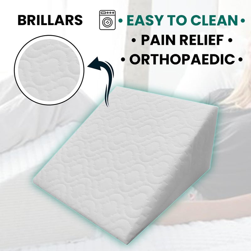 Brillars Bed Wedge Pillow Cushion Incline Support For Acid Reflux Back Pain Snoring Heartburn Orthopedic Reduces Respiratory Problems Removable Washable Cover Foam - Image 5