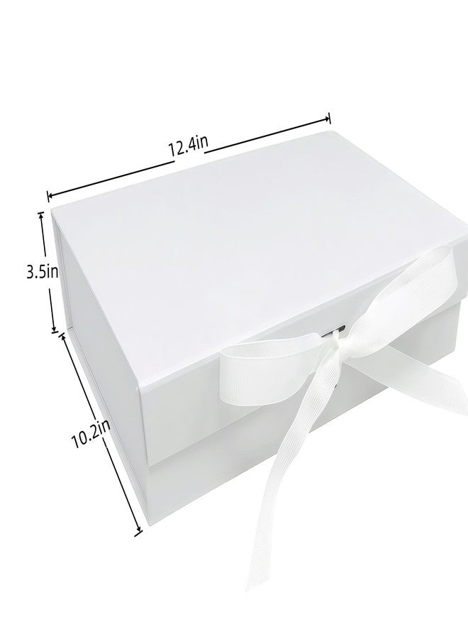 iefoah White Gift Box for Presents 12.4×10.2×3.5'' Gift Boxes with Lids Magnetic Closure Groomsman Bridesmaid Proposal Box for Wedding Birthday Valentine Bridal Showers Gift Packaging - Image 3