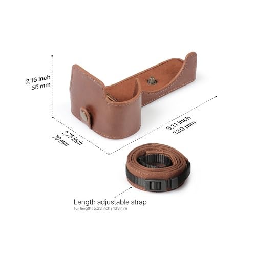 MegaGear Genuine Leather Half Camera Case for Sony Alpha a6700 - Stylish and Protective (Brown) - Image 2