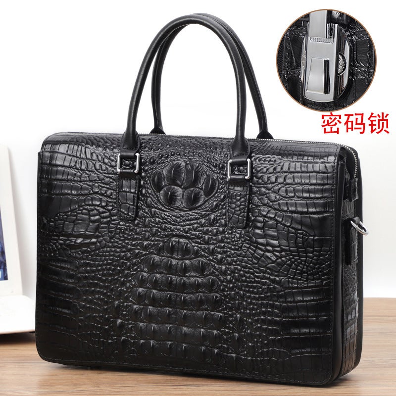 Combination Lock Briefcase Crocodile Pattern Cowhide Men'S Handbag Genuine Leather Business Bag High-End Shaping Men'S Bag Gift - Image 2