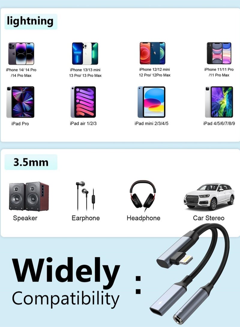 KASTWAVE Headphone and Charger Adapter for iPhone 2-in-1 Lightning to 3.5mm AUX Audio and Lightning Charger Splitter Dongle for iPhone 14 13/ 12 11 Pro Max Pro Plus 8 7  6 Plus - Image 5