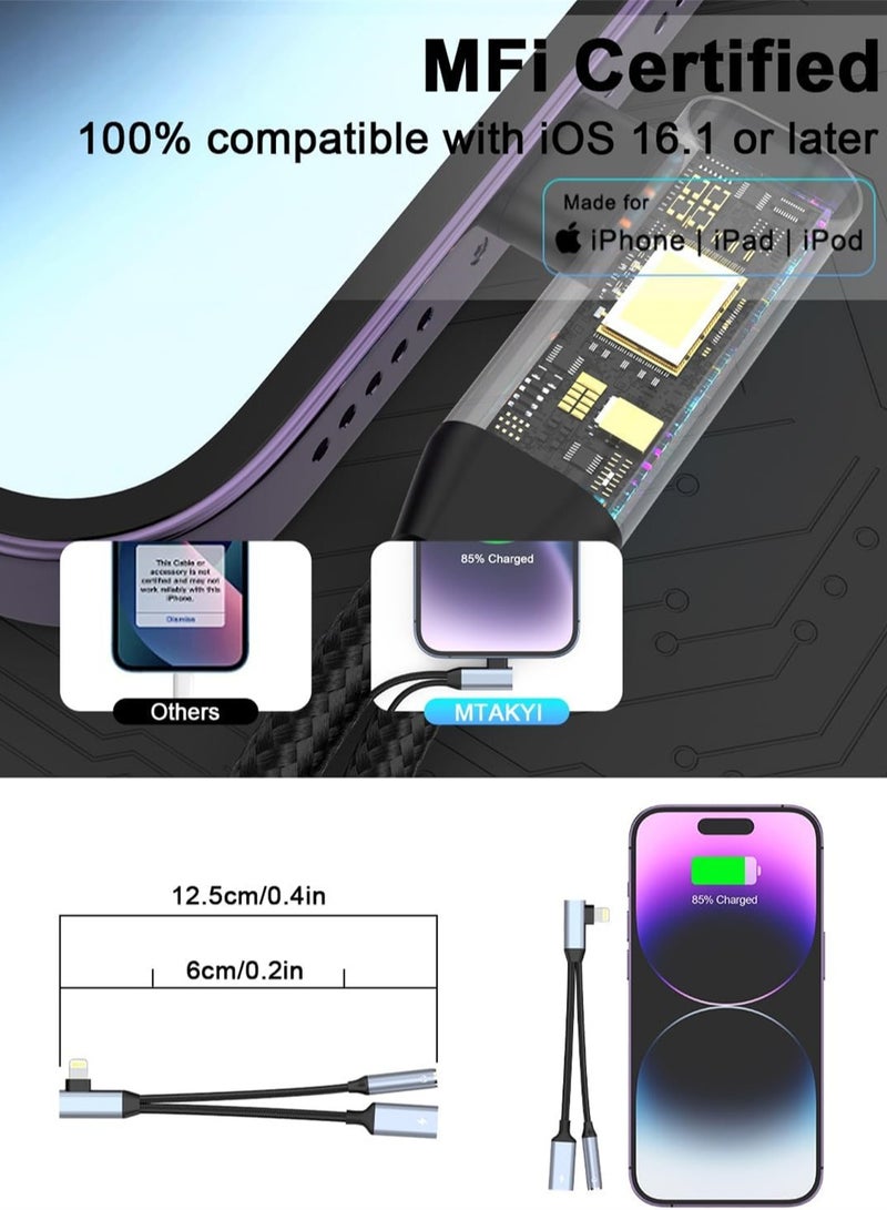 KASTWAVE Headphone and Charger Adapter for iPhone 2-in-1 Lightning to 3.5mm AUX Audio and Lightning Charger Splitter Dongle for iPhone 14 13/ 12 11 Pro Max Pro Plus 8 7  6 Plus - Image 3