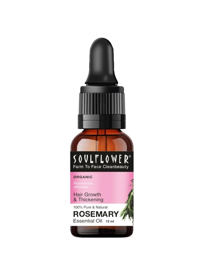 Soulflower Rosemary Essential Oil for Hair Growth, Hair Fall Control | 100% Pure, Natural, Undiluted Clinically Tested & Ecocert Organic Certified | 15ml each (Pack of 3) - Image 2