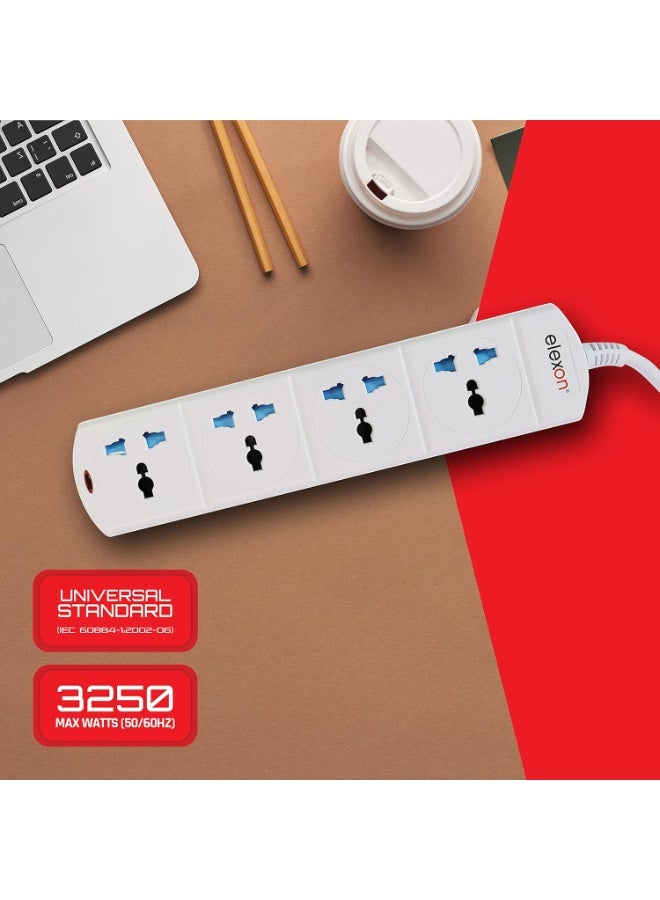 Elexon Universal Power Extension Cord with 4 Power Sockets 2 meter cable, 4 Way Power Strip ESMA Certified White - Image 5