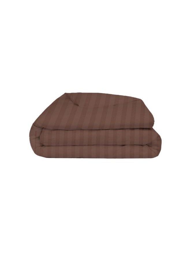 BYFT غطاء لحاف بحجم كوين (بني داكن) مع شريط ساتان 1 سم (225 × 245 + 30 سم - مجموعة من قطعة واحدة) 100% قطن، ناعم وفاخر بجودة فندقية - 300 TC - Image 2