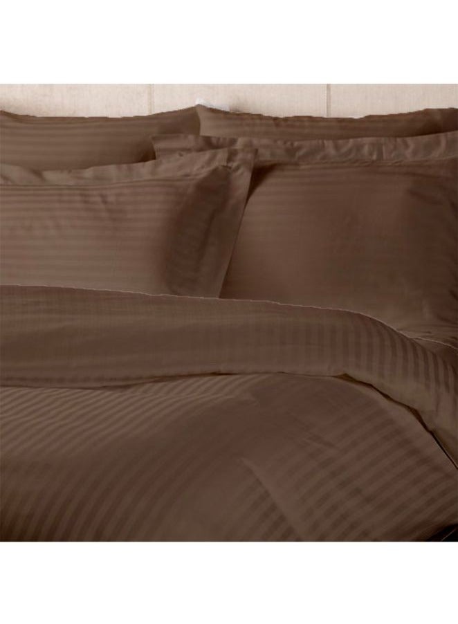 BYFT غطاء لحاف بحجم كوين (بني داكن) مع شريط ساتان 1 سم (225 × 245 + 30 سم - مجموعة من قطعة واحدة) 100% قطن، ناعم وفاخر بجودة فندقية - 300 TC - Image 1