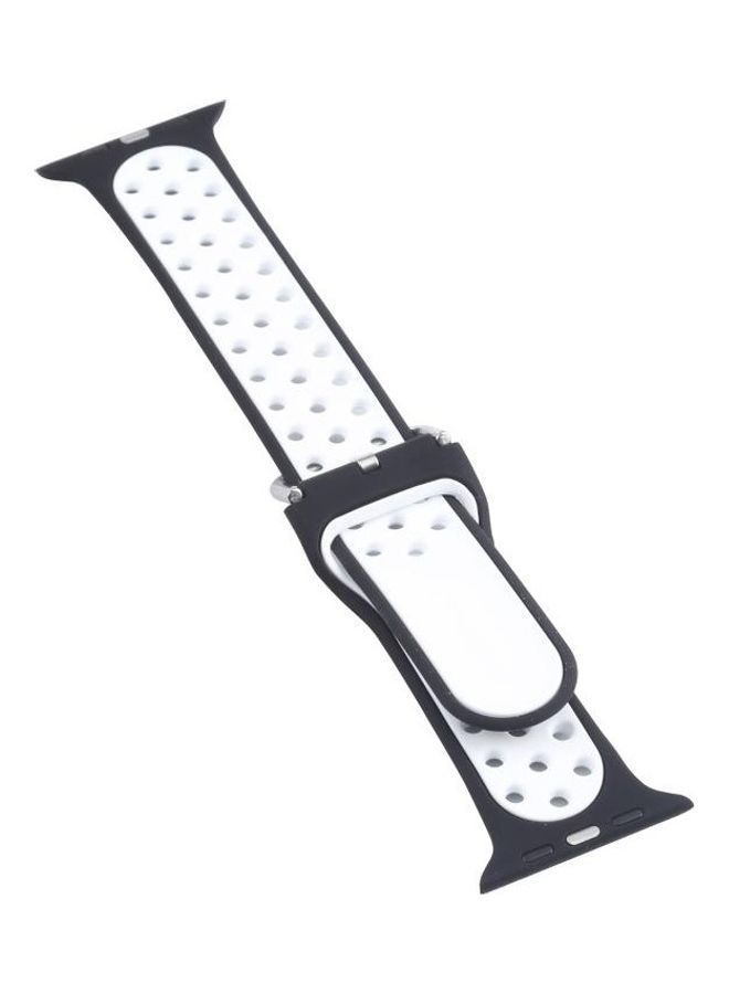 نيبمينينت سوار بديل بإبزيم معدني لساعة أبل ووتش سيريز 7 مقاس 41 مم/6 SE و5 و4 40 مم/3 و2 و1 38 مم أسود/ أبيض - Image 2