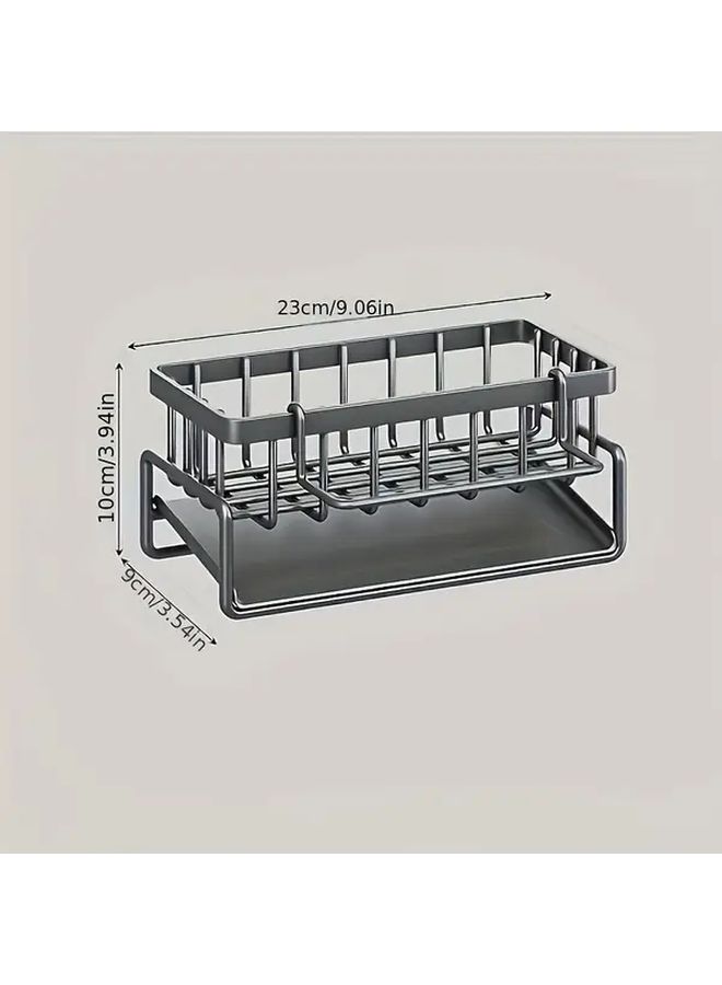 Black Heavy Duty Sink Drainer Basket Kitchen Organizer Rack Compact Countertop Storage Shelf Sponge Holder - Image 3