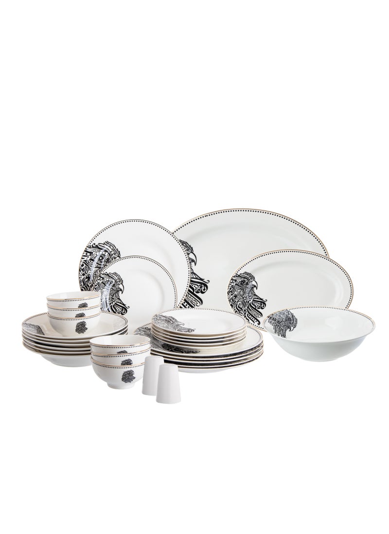 Hic 29 piece porcelain dinner set black and gold design  - Image 1
