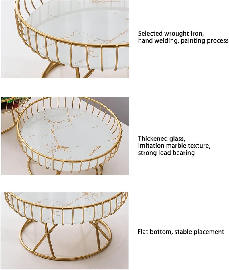 BROLEO حامل وعاء الفاكهة المعدني الحديث لمنع التشوه سلة فاكهة بسعة كبيرة قابلة للتنفس للوجبات الخفيفة لغرفة المعيشة خلفية بيضاء مع خطوط ذهبية BROLEOuorb8gk6iy13 - Image 5