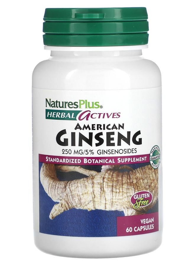 Herbal Actives American Ginseng 250 mg 60 Vegan Capsules
