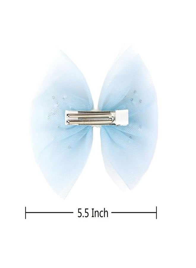 RECTYO GALLERY 2 PCS Luxury Pearl Hair Bows Hair Clips for Toddler Girls - Elegant Ivory Lace Veil Hair Accessories for Birthday, Wedding, Halloween, Thanksgiving, and Christmas Occasions(Light Blue) - Image 3
