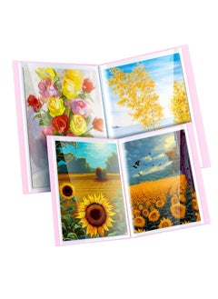 Henoyso 60 Pages A2 and A3 Diamond Painting Storage Book Diamond Art Portfolio Folder Artwork Art Binder Diamond Art Storage Presentation Book with Sleeves Protector, 22 x 16.4 Inch, 16.5 x 12.1 Inch(Pink)  - Image 1