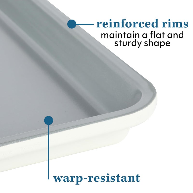 Sur La Table Kitchen Essentials Bake Sale Large 18 X 13 Inch PFA Free Ceramic Nonstick Cookie/Baking Sheet - Linen White - Image 5