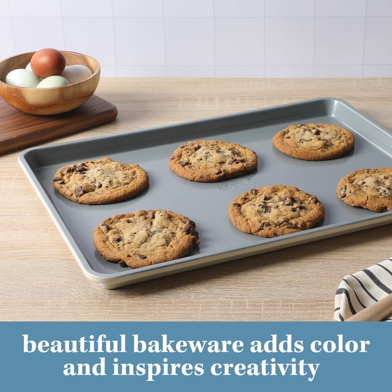 Sur La Table Kitchen Essentials Bake Sale Large 18 X 13 Inch PFA Free Ceramic Nonstick Cookie/Baking Sheet - Linen White - Image 3