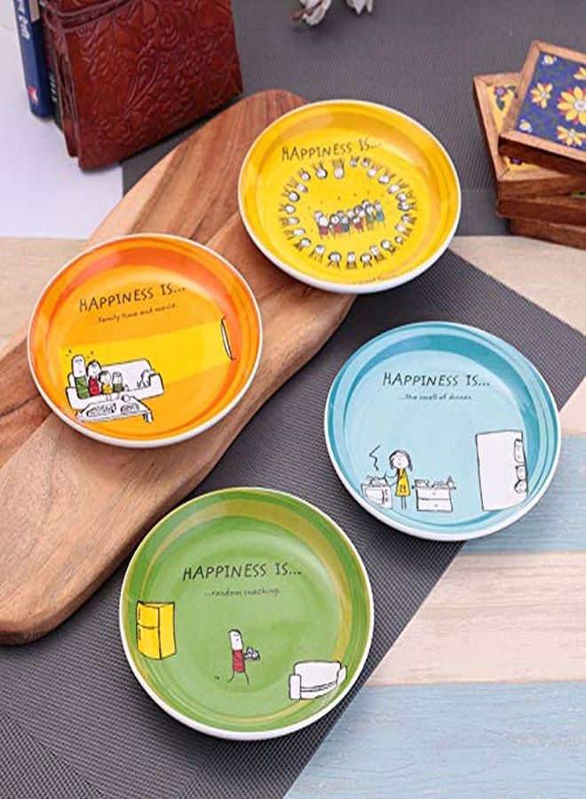 Clay Craft - Premium Ceramic Snack & Side Plate Set - Microwave Safe, Glossy Finish, Printed Design for Serving & Dining - Multicolor - 5.5 Inch Diameter (Set of 4) - Image 2