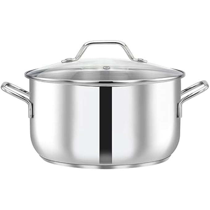 براديب 1810304 قدر طهي من الفولاذ المقاوم للصدأ بدرجة طعام مع غطاء زجاجي سعة 43 لترًا - Image 1