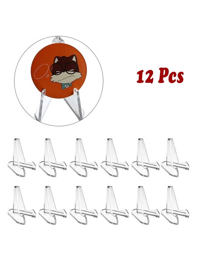 12 Pack Clear Triangle Acrylic Easel Stands for Display, Mini Picture Frame Plate Holders, Photo Holder Card Weddings Home Decoration ﻿  - Image 1