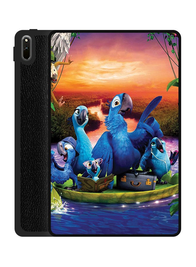 Theodor Protective Flip Case Cover For Huawei MatePad 11 2021 Parrot Famiy In A Boat - Image 1