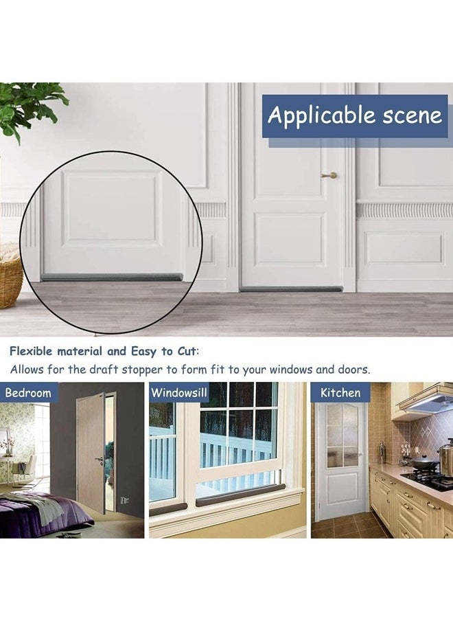 4 Pcs Door Draft Stopper,Under Door Seal Draught excluder, Door Bottom Sealing Strip, Window Wind Blocker, Breeze Noise Sound Light Dust Smell Insect Blocker for Door Window (Brown)