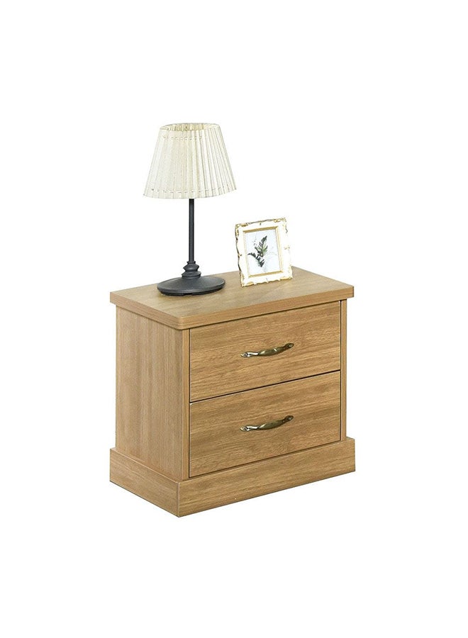DANUBE HOME Zirco 2 Drawer Night Stand Multifunctional Bedside Table Space Saving Nightstand Side Table Modern Design Furniture For Bedroom L 46x39x51.4 Cm Brown Oak - Image 2