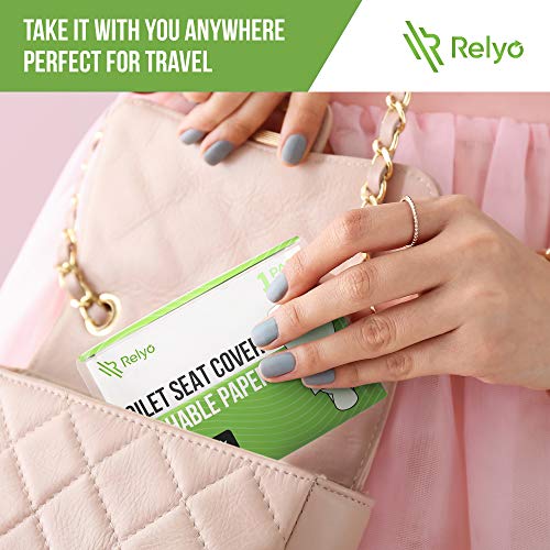Relyo Toilet Seat Cover Paper Flushable (50 Pack) - XL for Adults and Kids Potty Training, 100% Biodegradable Travel Supplies Essentials for Public Restrooms, Airplane, Camping, Festivals - Image 4