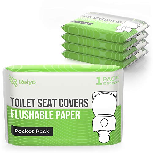 Relyo Toilet Seat Cover Paper Flushable (50 Pack) - XL for Adults and Kids Potty Training, 100% Biodegradable Travel Supplies Essentials for Public Restrooms, Airplane, Camping, Festivals - Image 1