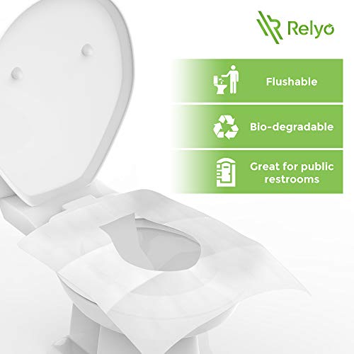 Relyo Toilet Seat Cover Paper Flushable (50 Pack) - XL for Adults and Kids Potty Training, 100% Biodegradable Travel Supplies Essentials for Public Restrooms, Airplane, Camping, Festivals - Image 2
