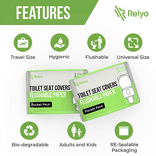 Relyo Toilet Seat Cover Paper Flushable (50 Pack) - XL for Adults and Kids Potty Training, 100% Biodegradable Travel Supplies Essentials for Public Restrooms, Airplane, Camping, Festivals - Image 3