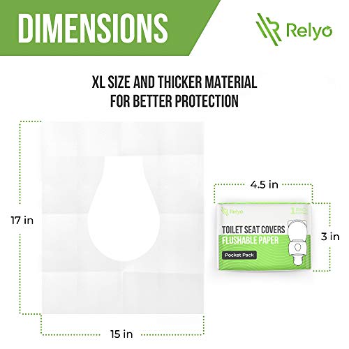 Relyo Toilet Seat Cover Paper Flushable (50 Pack) - XL for Adults and Kids Potty Training, 100% Biodegradable Travel Supplies Essentials for Public Restrooms, Airplane, Camping, Festivals - Image 5