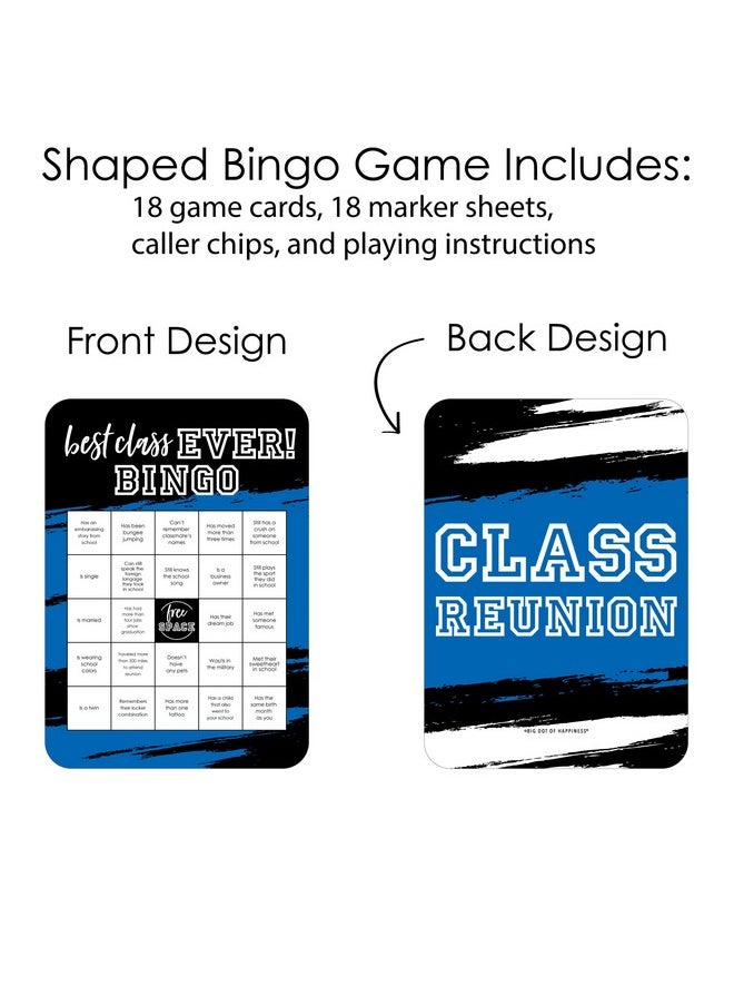 Big Dot of Happiness Big Dot of Happiness Reunited Blue - Find the Classmate Bingo Cards and Markers - Royal Blue School Class Reunion Party Bingo Game - Set of 18  - Image 3