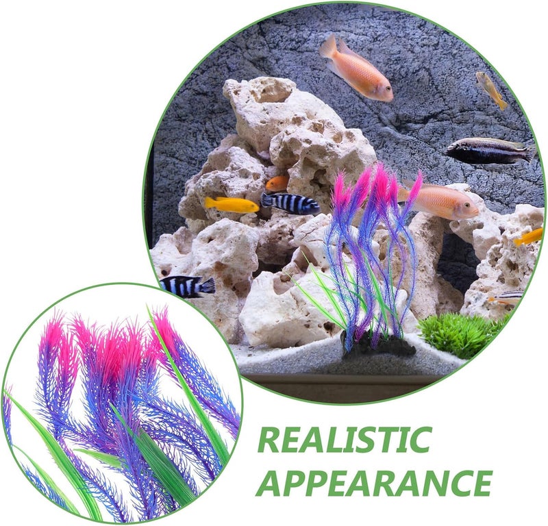 Artificial Aquarium Plants Fake Aquatic Plants Purple Simulation Large Fish Tank Decoration Plastic Aquarium Decor for Home and Office Fish Tanks - Image 3