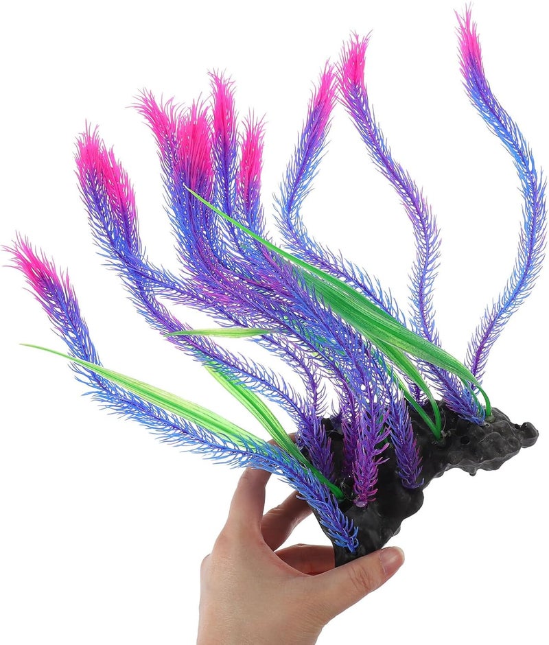 Artificial Aquarium Plants Fake Aquatic Plants Purple Simulation Large Fish Tank Decoration Plastic Aquarium Decor for Home and Office Fish Tanks - Image 4
