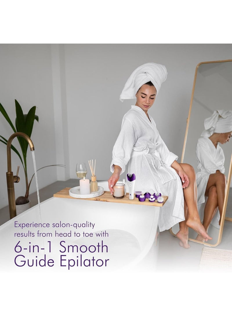 DENX 6-in-1 Epilator for Women, Wet and Dry Electric Epilator with LED Light, Portable Electric Shaver, Hair Removal Machine for Women, DX1377 - Image 2