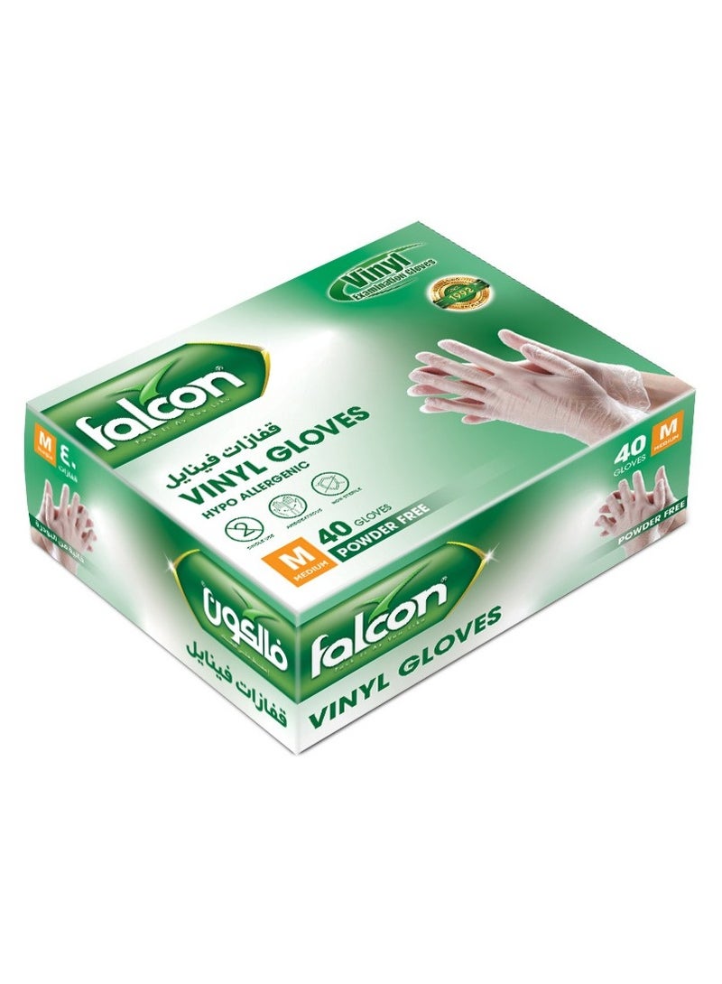 Falcon Powder Free Vinyl Gloves Size Medium 40 Pieces 1 Packet - Image 2
