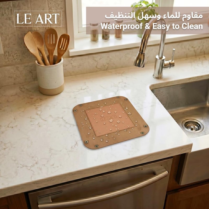 لي آرت صينية تخزين جلدية LEART - صينية صغيرة ومدمجة متعددة الاستخدامات | منظم للمكتب، بجانب السرير، مدخل المنزل | صينية جلدية للمفاتيح، العملات المعدنية، القرطاسية، المجوهرات (بني) - Image 5