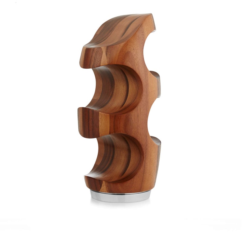 Namb Vie Bottle Rack 6 x 13 Acacia Wood Alloy 4 Bottle Display Stand Modern Tabletop Holder for Home Bar Kitchen Dining Room Decor Stylish Storage Sculptural Accent